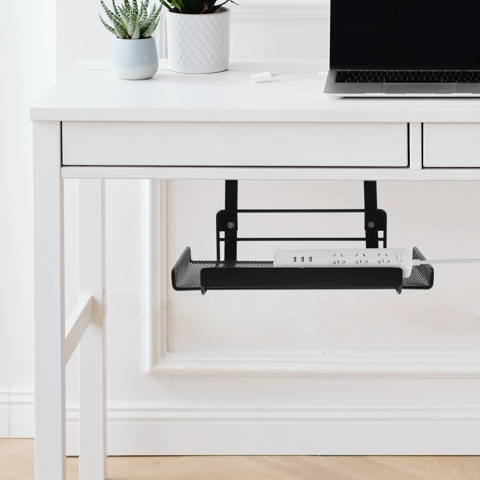 

Cable Management Rack Under Desk Metal Wire Organizer Stable Invisible Tray for Office Wire Storage Tray Under Table Cable