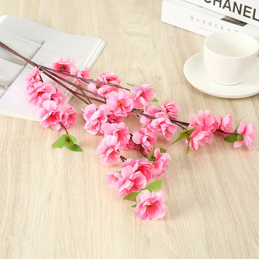 63cm Artificial Branch Peach Blossom Fake Silk Flower Tree For Wedding Party Home Room Decor Christmas Table Decoration Pink