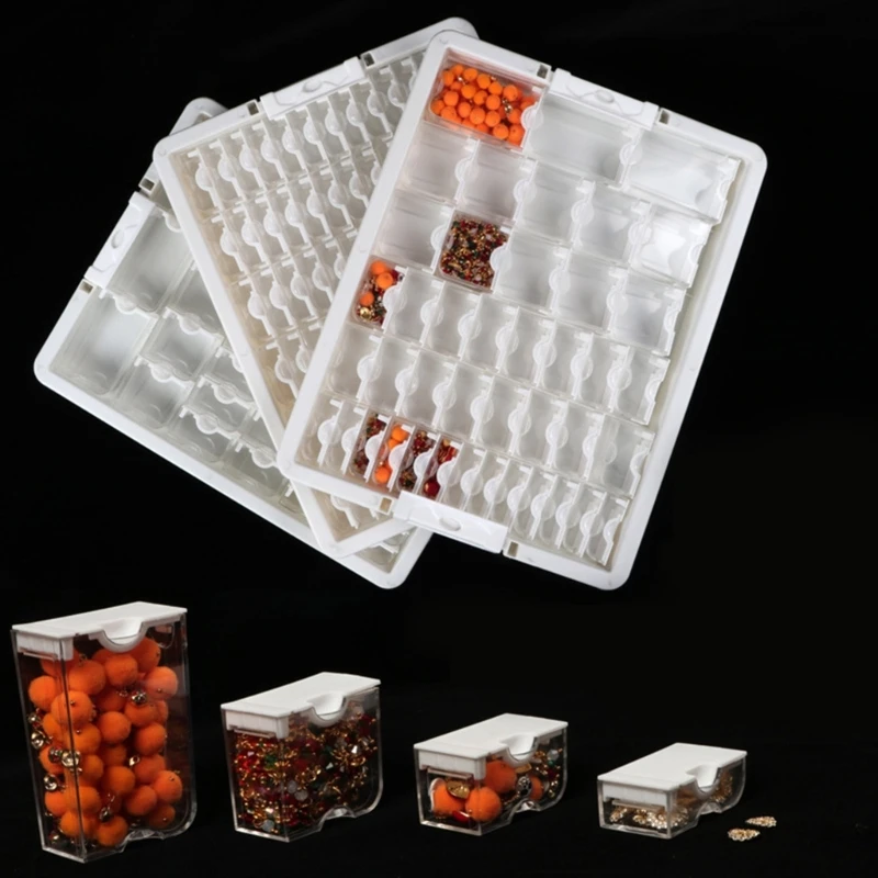 Bead Case with Multiple Compartments, Clear Lid Jewelry Storage Box for Craft Supplies Practical Sorting Tray