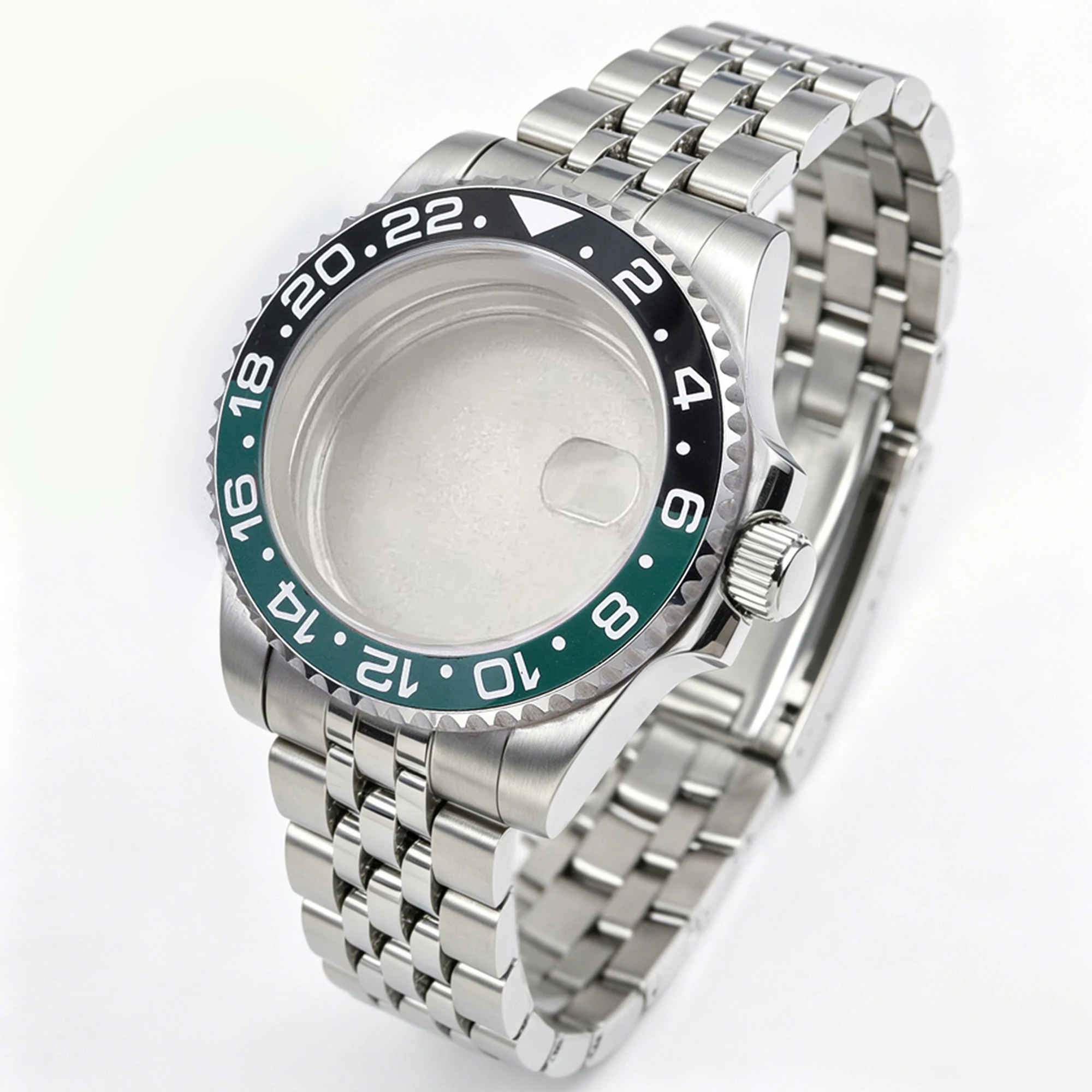 200M Tauchergehäuse 40mm Passend für NH35 NH36 NH34 GMT Uhrengehäuse Jubilee-Armband Saphirglas Schiebeverschluss – Detail 10