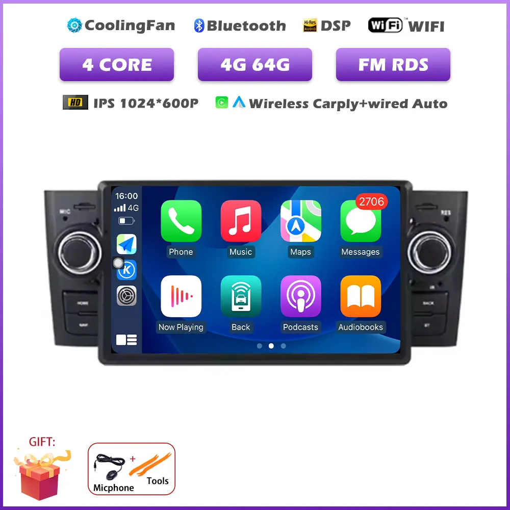 Voor Fiat Grande Punto Linea 2007-2012 7 inch Android 16 Auto Multimedia Speler GPS Carplay Autoradio Stereo Video Audio Head Unit