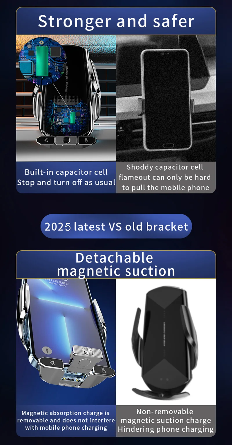 Auto Drahtlose Ladegerät Magnetische Automatische Infrarot Induktion Schnelle Aufladung Für iPhone Xiaomi Samsung Auto Halterung Telefon Halter – Detail 3
