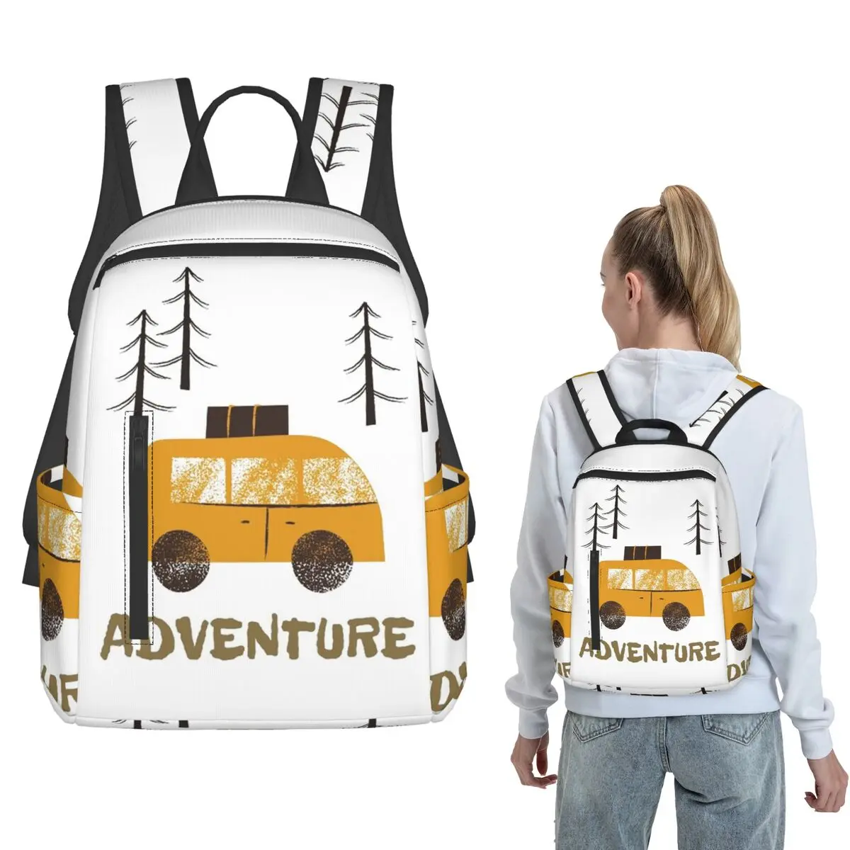 

Adventure, Camping In Forest Backpack Daypack Kids BookBag School Bag Shoulder Bags for Men Women