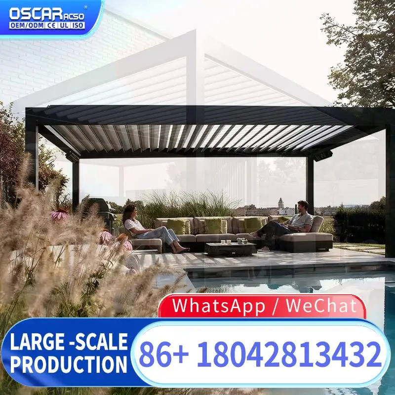 2025 Customizable Contemporary Outdoor Louvered Roof Waterproof Sunshade System Bioclimatic Motorized Aluminum Pergola pergola