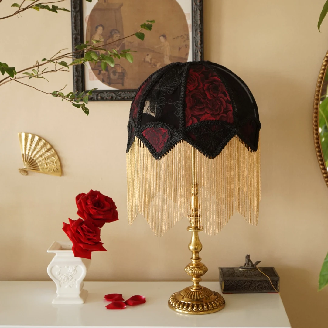 Dark Night Rose, Design Dark Gothic Vintage Bedroom Living Room Study Dining Room Desk Lamp