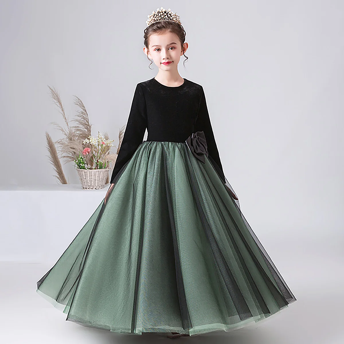 YZYmanualroom Girls SR Long Junior Bridesmaid dress First Communion Formal Dress Festive Dress Teen Party/customizable