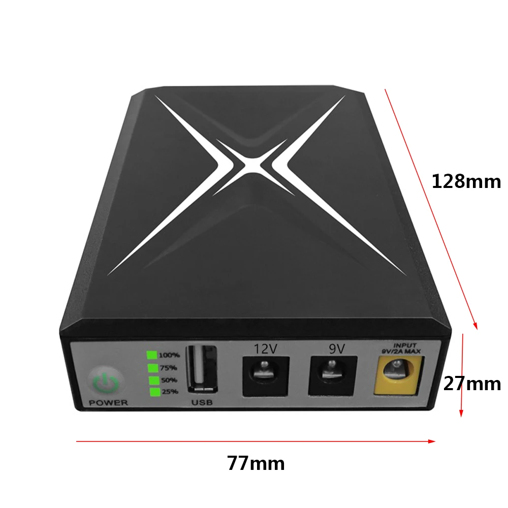 Imagem -05 - Fonte de Alimentação Ininterrupta Mini Ups Capacidade Disponível Acima Webcam Roteador Modem Câmera ip Telefone 10400mah dc 12v 9v 5v