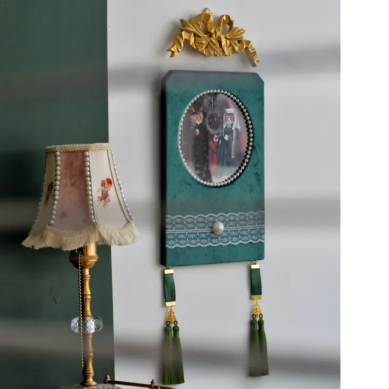 Original Embedded Glass French Light Luxury Niche Retro Decorative Painting European Bedroom Living Room Pearl Hanging Art