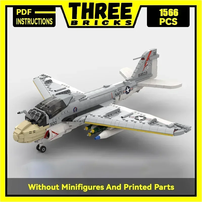 Moc Building Bricks Military Model 1:35 Scale A-6E Intruder Fighter Technology Blocks Gifts Christmas Toys DIY Sets Assembly