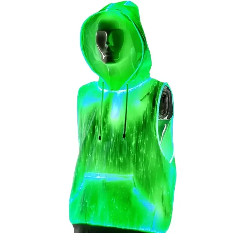 Luminous RGB LED Light Up Jacket Hoodie Men's Fiber Optic Led Hoodies