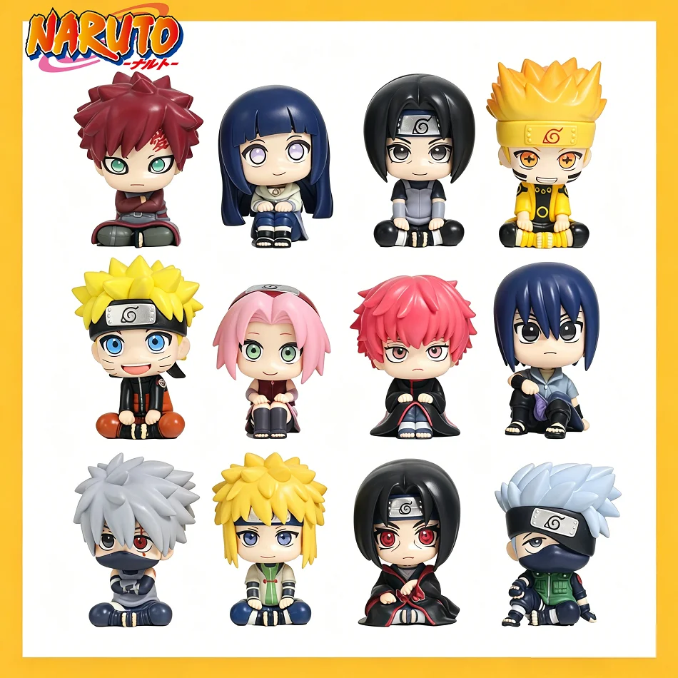 12 Stile Naruto Q Sitzende Figuren Anime PVC-Modell Sasuke Itachi Kakashi Gaara Hinata Sakura Mini Desktop Sammlerstück Deko Geschenk