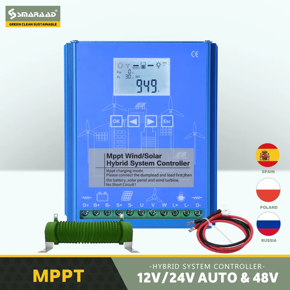 Solar &Wind Hybrid System MPPT Charge Controller Solar Controller 800w Wind 800W 12V 24V Auto Regulator  Home Use Wind Generator