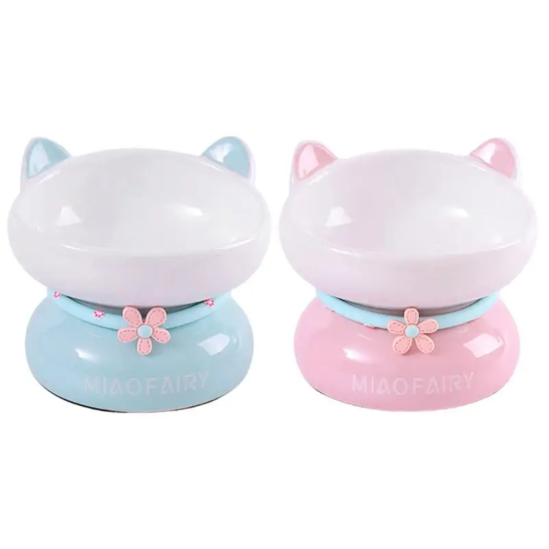 

Поднятые миски для кошек, керамическая миска для кошек, предотвращающая обратный поток, наклонные миски для кошек с поднятым ртом и устойчивой основой для домашних кошек