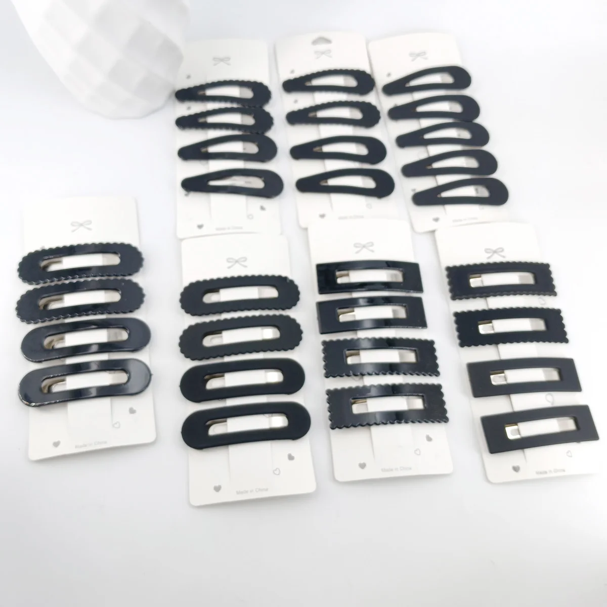 4PCS/Set Non Slip Matt Black Alloy Hairpin Big Water Drop Geometric Solid Bobby Pin Women Make Up Hair Clip Barrettte