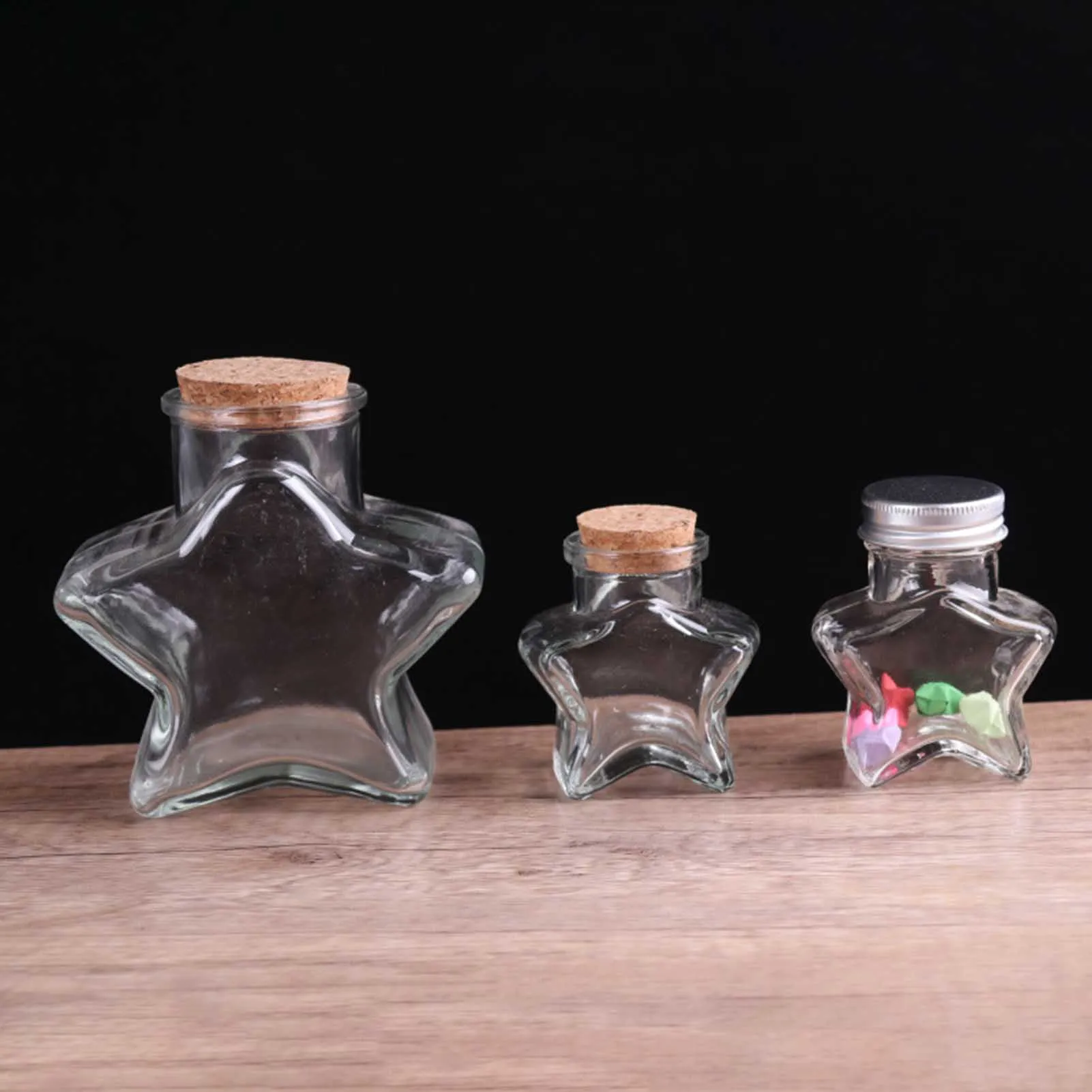 Star Shaped Glass Bottles Wishing Ornament Crafts Gift Jars Christmas Wedding Present Clear Storage Bottle Christmas Decorations