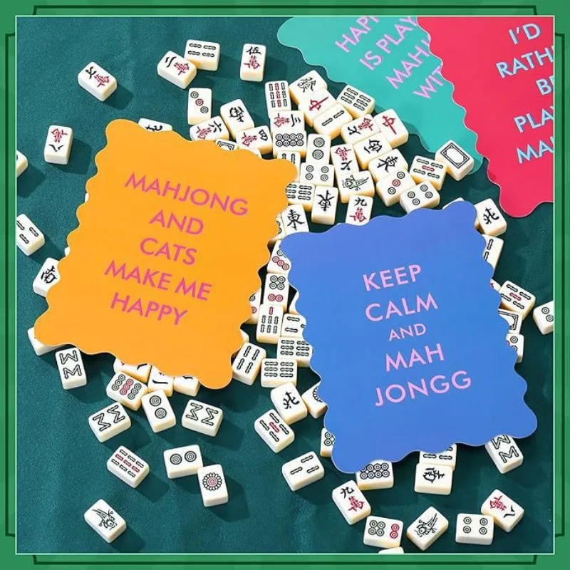 Multi-Variety Thickened PVC Material Colorful Mahjong Shuffle Card Multi-Shape Cute Mahjong Accessories With Fun Proverbs