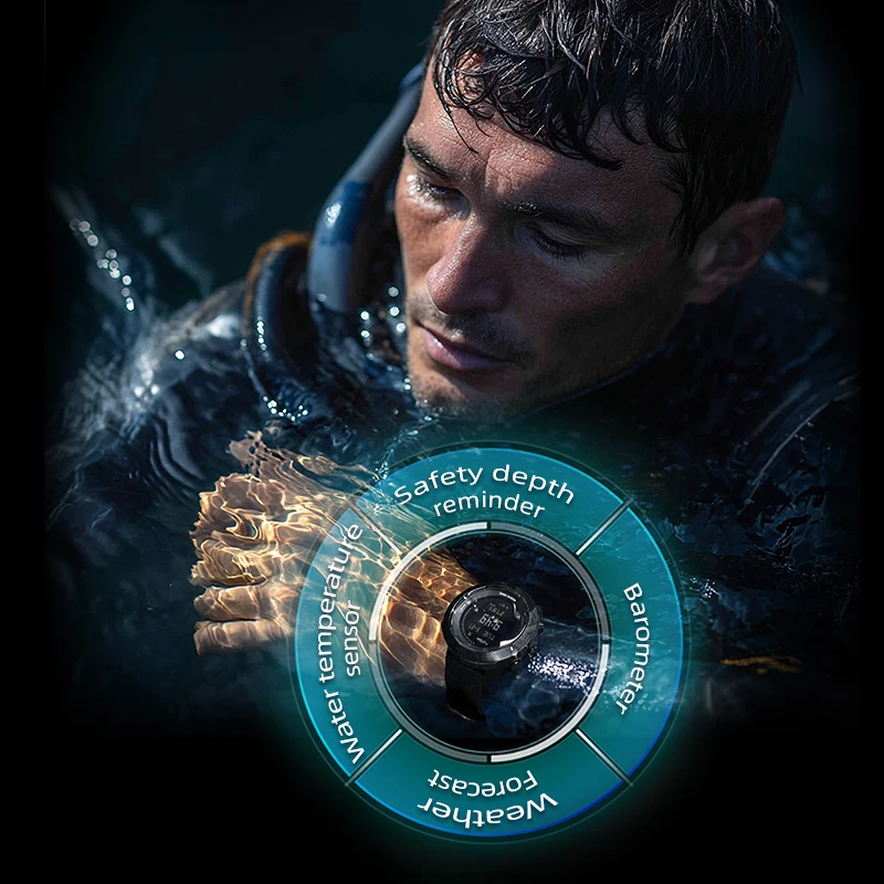 NORTH EDGE APACHE-D Orologio da uomo intelligente casual impermeabile luminoso Pedometro sportivo per nuoto Orologio subacqueo con profondità ad alta pressione dell'aria