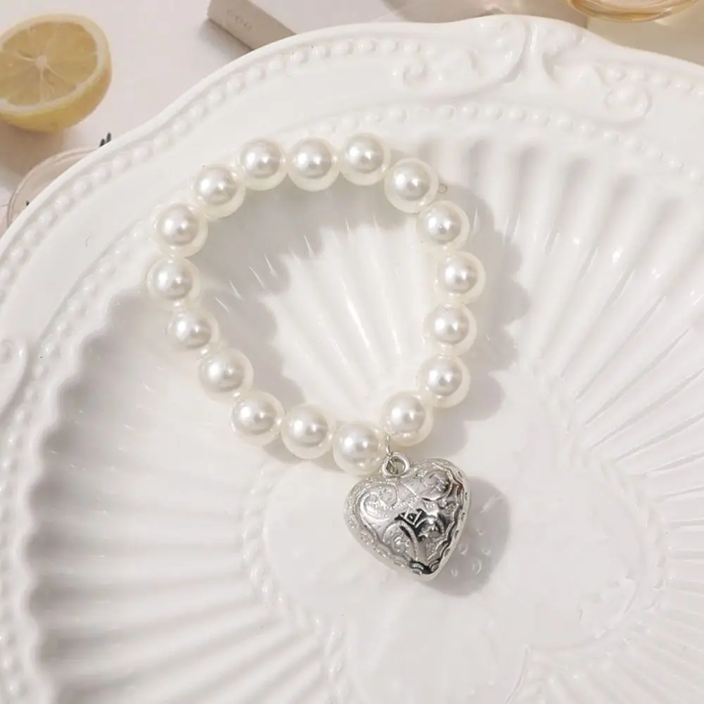 

Crafts Dog Toy Heart Necklace Silver Elastic Dog Doll Pearl Collars Cute 6/8mm BJD Dolls Mini Pearl Chain BJD Dolls