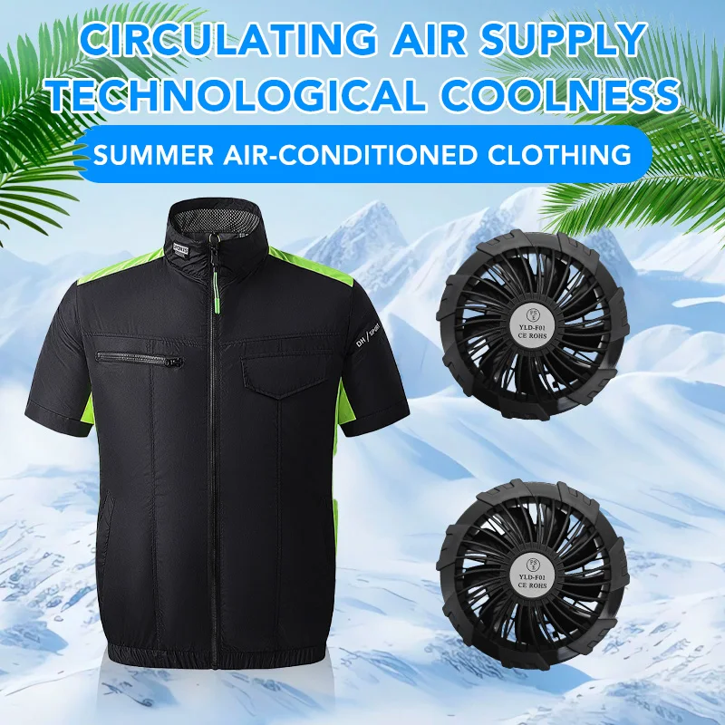 Summer Heatstroke Fan Vest Men Cooling Air Conditioner Clothes USB Refrigeration T-shirt Outdoor Breathable Labor Work Clothes