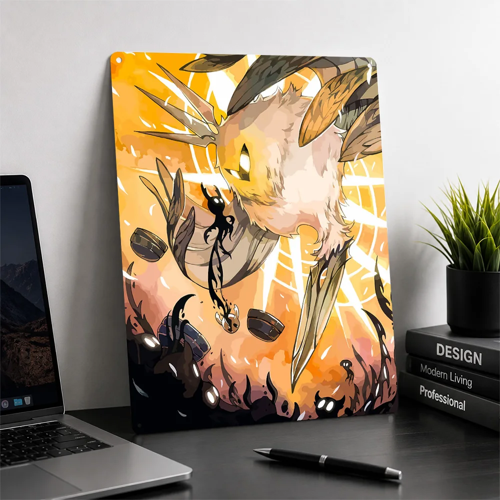 Hollow Knight vs The Radiance Poster Gaming Wall Art Customized Retro Metal Tin Sign for Bedroom Man Cave Home Decor Gamer Gift