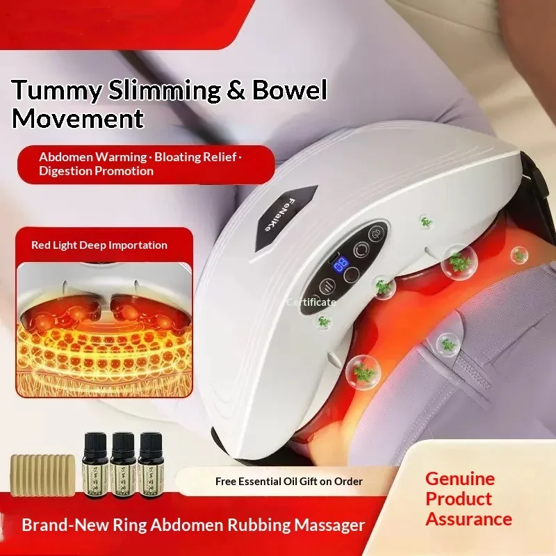 Bianshi Abdominal Massager, Automatic Abdominal Rubbing Device with Heating Moxibustion & Hot Compress