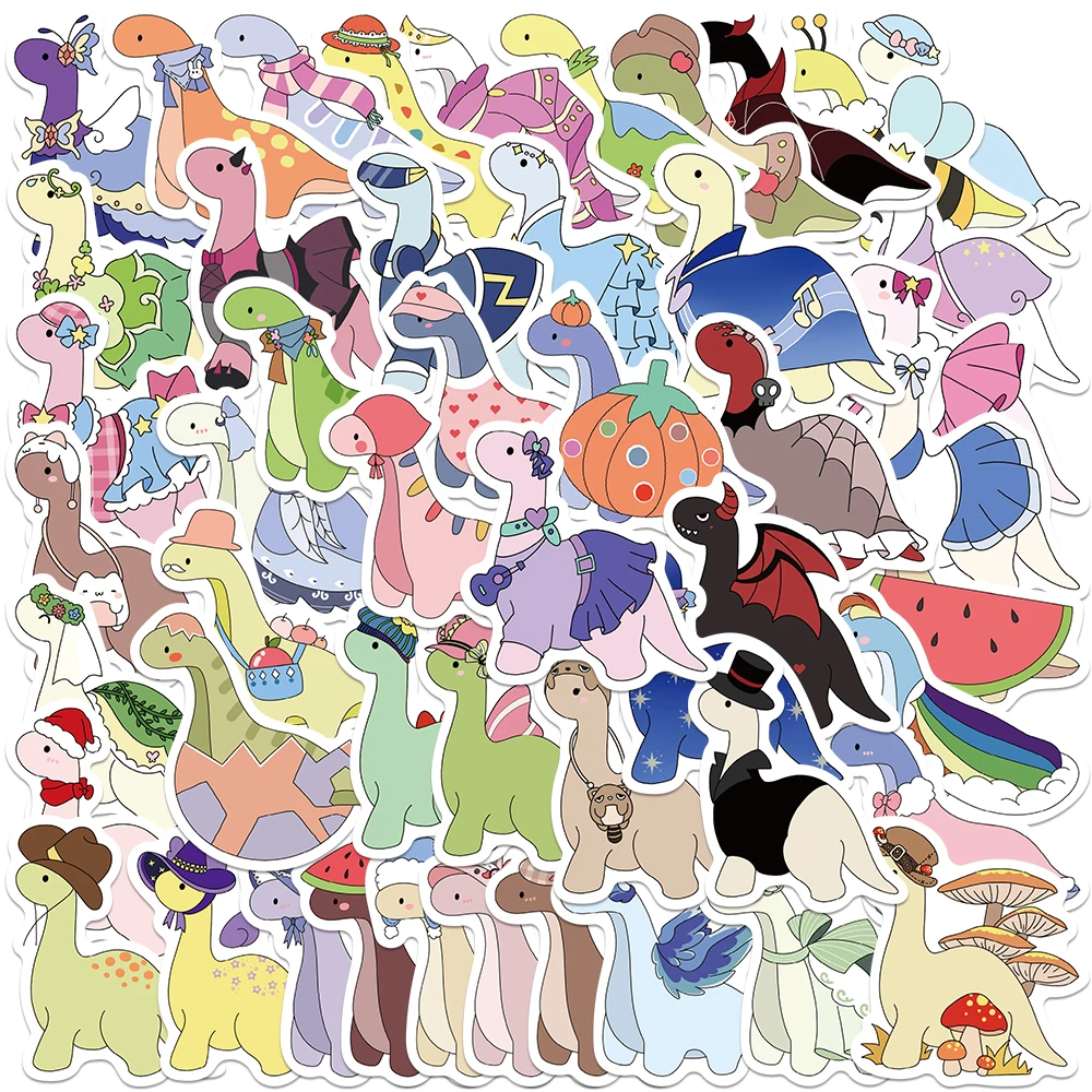 50pcs Colorful Dinosaurs Stickers Decals For Laptop Skateboard Suitcase Guitar DIY Graffiti Aesthetic Stickers Kids Toys Gifts