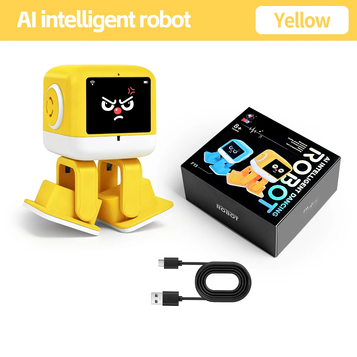 AI Robot Companion, Companion Robot, Smart AI Toys avec Réveil Vocal, Bluetooth 5.0, WiFi, Horloge Météo, Lecture Vidéo et Musique, Idéal pour Les Personnes âgées et Les Adultes