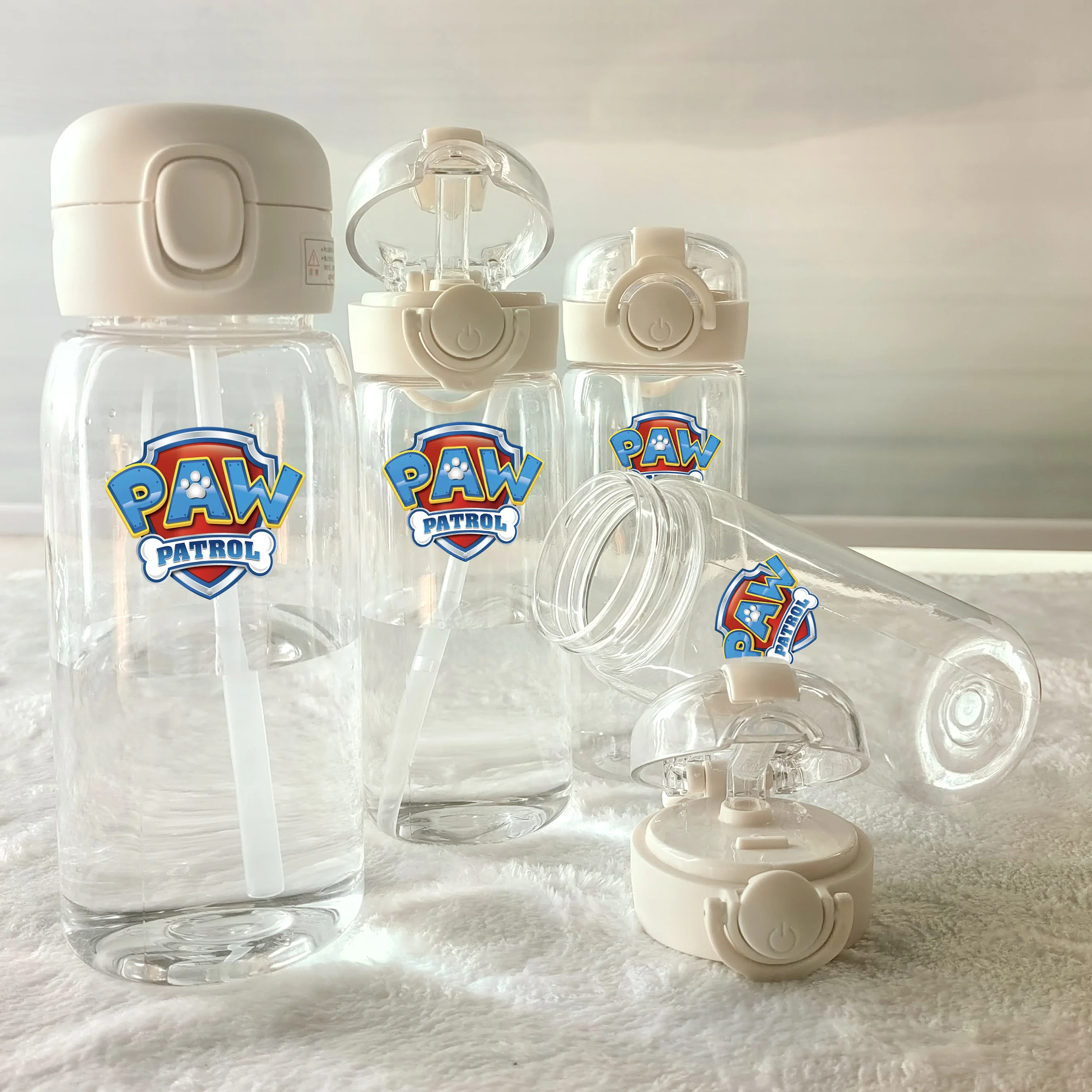 PAW Patrol 400/600mL Ryder Marshall Transparent Plastic Straw Water Cup Portable Outdoor Travel Printed Drinking Sports Bottle