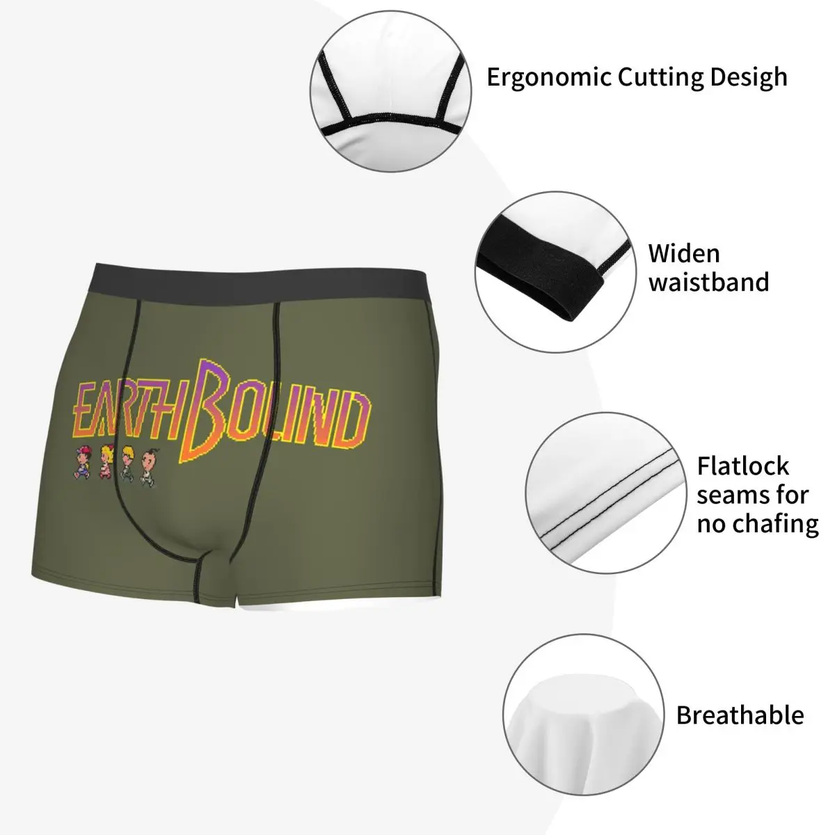 Boxer Underpants Shorts Earthbound Panties Men's Breathable Underwear for Homme Man Boyfriend Gift
