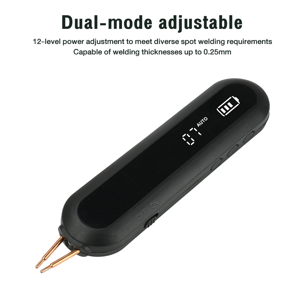 12-stufig einstellbares Punktschweißgerät, tragbarer Nickel-Punktschweißer, 9-stufige LED-Beleuchtung für 18650 Lithium-Batterie DIY-Kit – Detail 4