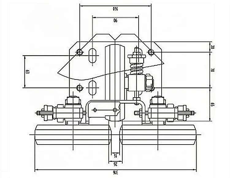 Kone elevator roller guide shoe with 150mm wheel for high speed lift