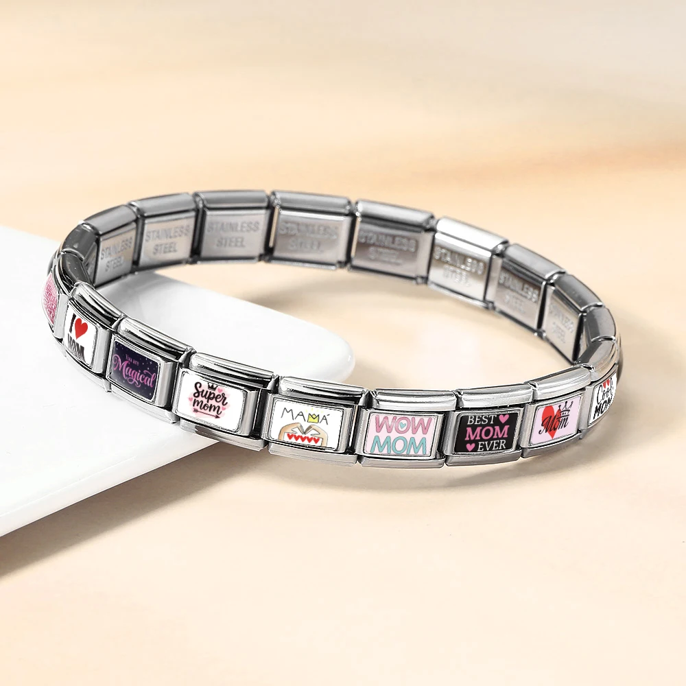 Original Design Muttertag Bunte Anhänger Schmuckgeschenke Italienische Glieder passend für 9mm Edelstahlarmband Großhandel DIY – Detail 2