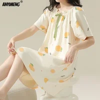 100% COTTON! M-4XL Plus Size Summer Women Nightgown Brand New Anti-bacterial HQ Nightdress Short Sleeves Sleepshirt Casual Dress - Image 6