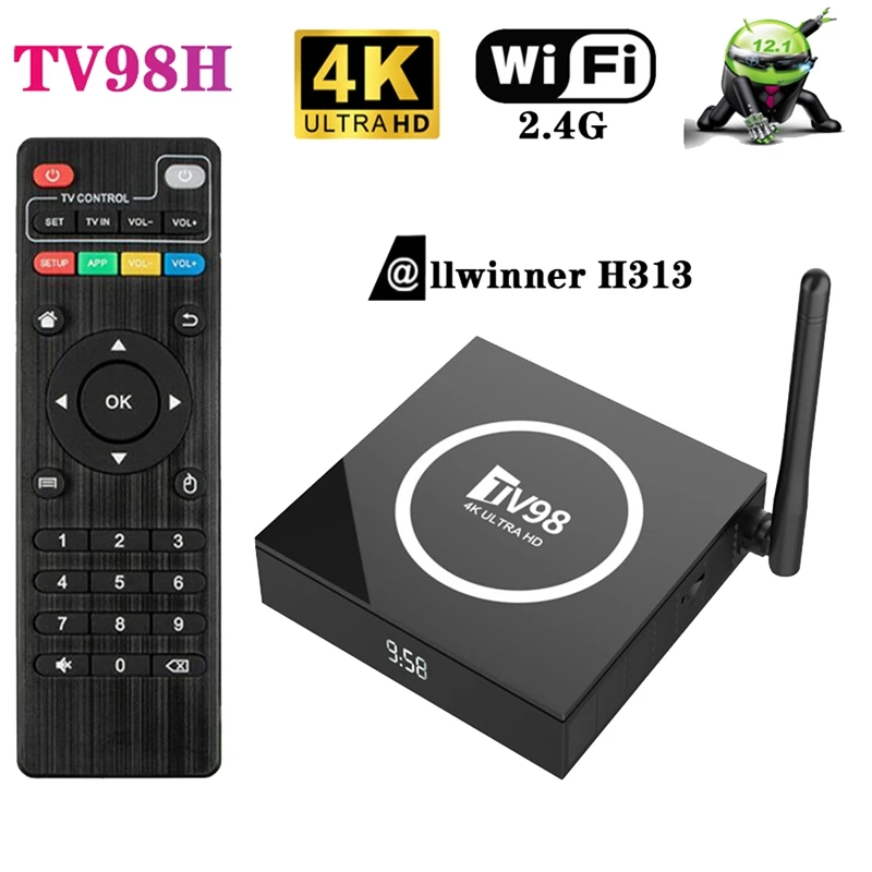 

TV98H TV Box 2G+16G Allwinner H313 2.4G WIFI Android 12 Smart TV Box 4Kx2k TV98 Media Player