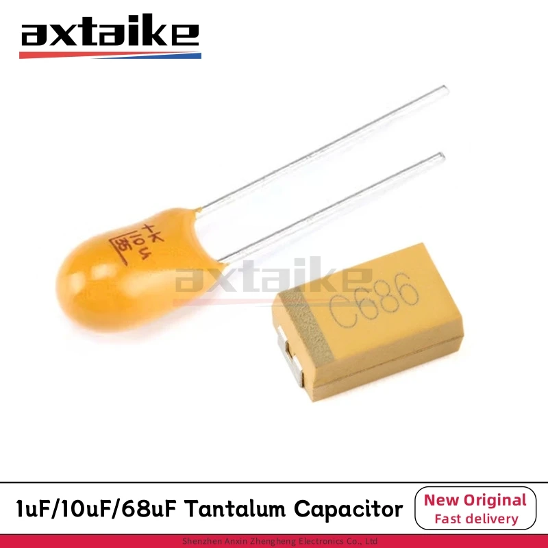 10PCS 1uF 10uF 68uF 10V 35V 16V 7.3*4.3mm 7343 6032 3528 3216 Typec-E/D/C/B/A SMD DIP 2.54mm SMT Yellow Tantalum Capacitor