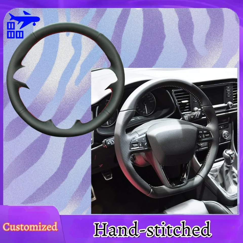 

Custom Hand-stitched Microfiber Leather Steering Wheel Cover Anti-slip For Seat Leon Cupra R Leon ST Cupra Leon ST Cupra Ateca
