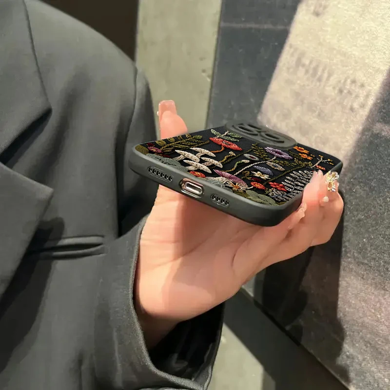 For iPhone 17 Air 16E 16 15 14 13 12 11 Pro Max Case Embossed Floral Pattern Painted Phone Cover For iPhone XS X XR 7 8 Plus SE2 - náhled 5