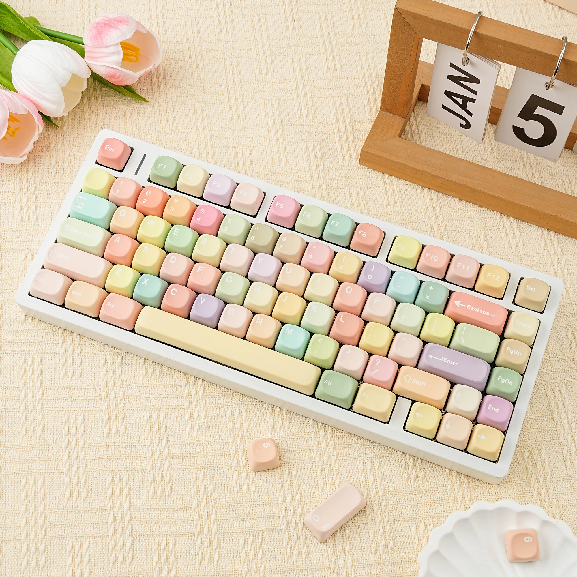 Klawisze MOA Candy Color PBT Okrągłe Klawisze Urocze Barwione Sublimacyjnie Koreańskie Rosyjskie Francuskie Hiszpańskie Niemieckie Abnt2 Arabskie Do Klawiatury Mechanicznej — zdjęcie produktu 3