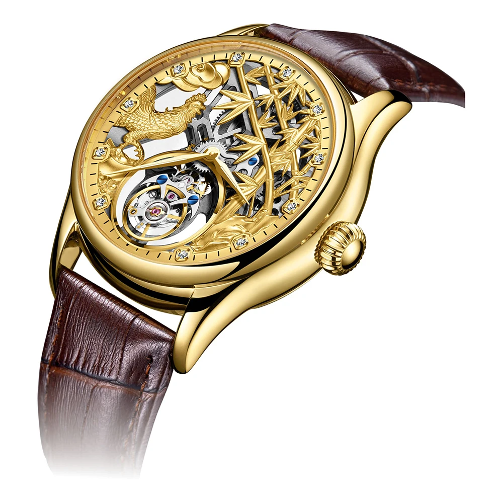 AESOP Genuine Tourbillon Mechanical Movement Golden Rooster Premium Brand Luxury Watch Waterproof Sapphire Men's Watch 7073 2024