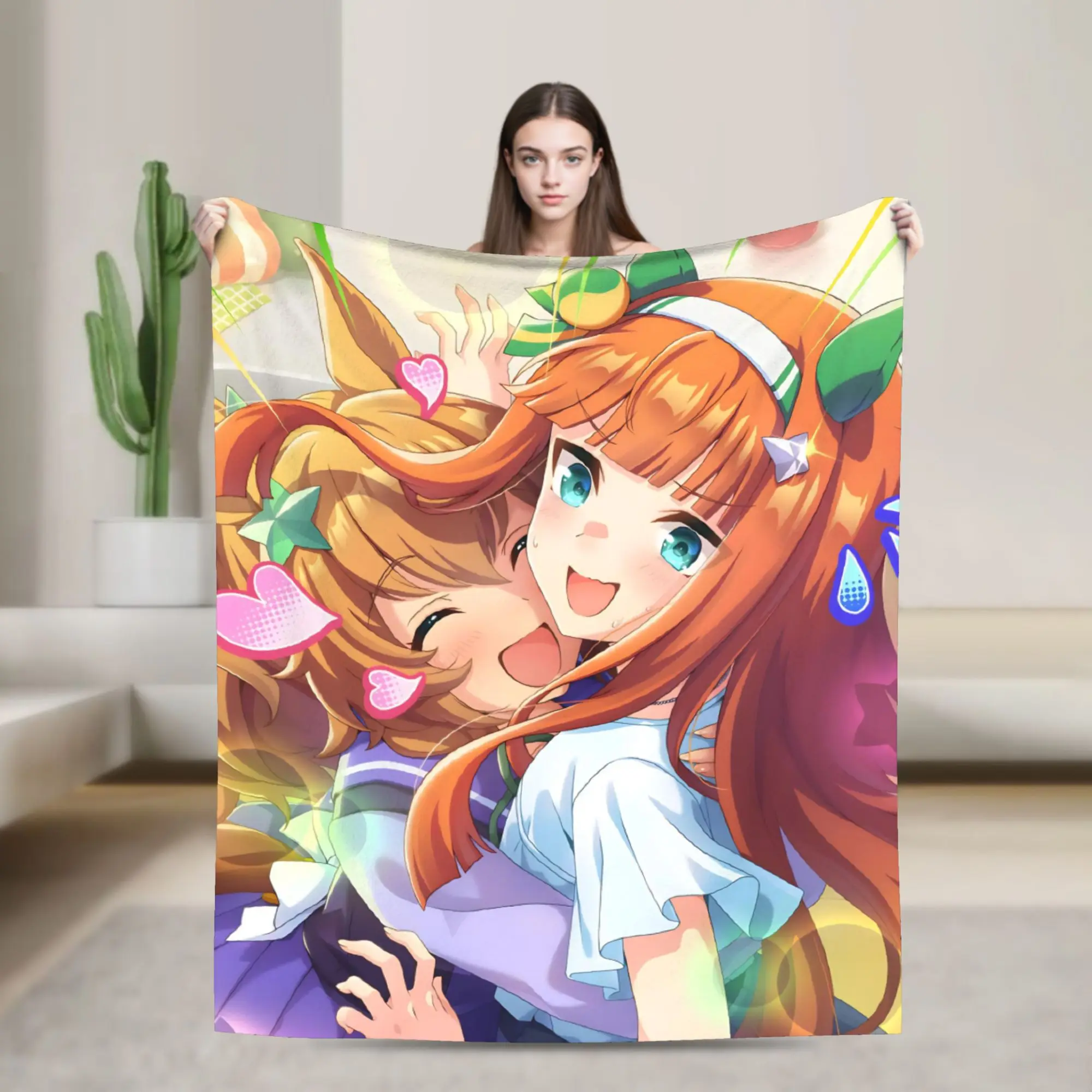 Umamusume Pretty Derby Cartoon Blankets Coral Fleece Plush Autumn Lightweight Thin Throw Blankets for Bed Travel Bedspreads