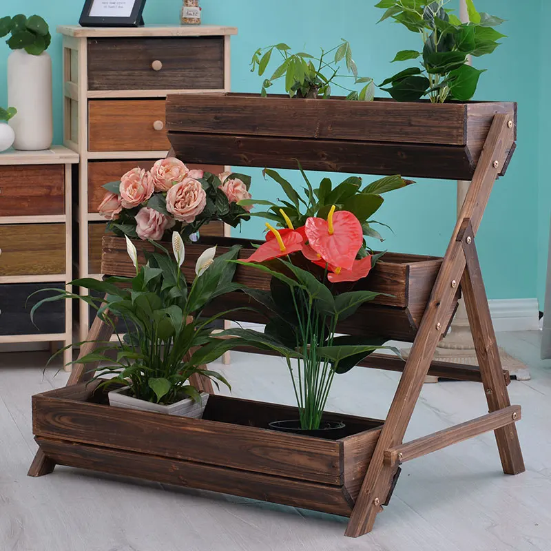 Solid Wood Plant Stand, Multi-Tier Flower Shelf for Indoor/Outdoor, Corrosion-Resistant Display Rack