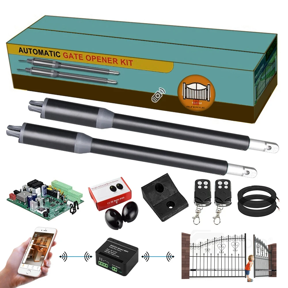 Automatic Gate Opener Aluminum Shell for Gates up to 12 Feet Long and 550 LBS for Dual Swing Gate Automatic Gate Opener Kit