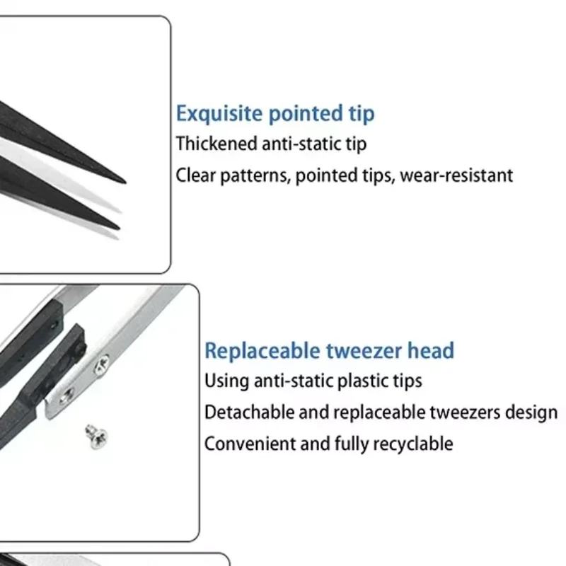 Stainless Steel Ceramic Tweezers High Temperature Resistant Ceramic Head Accessories Acid and Alkali Corrosion Resistant