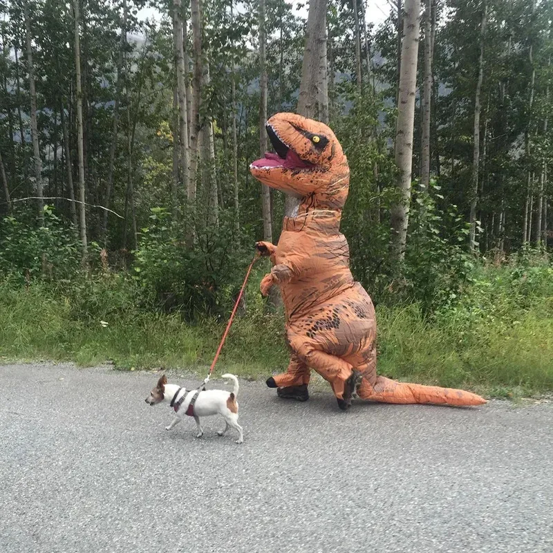 

Mascot Cosplay Tirano Saurio Rex Dino T Rex Inflatable Costume Halloween For Women Men Kid Cosplay Funny Suit