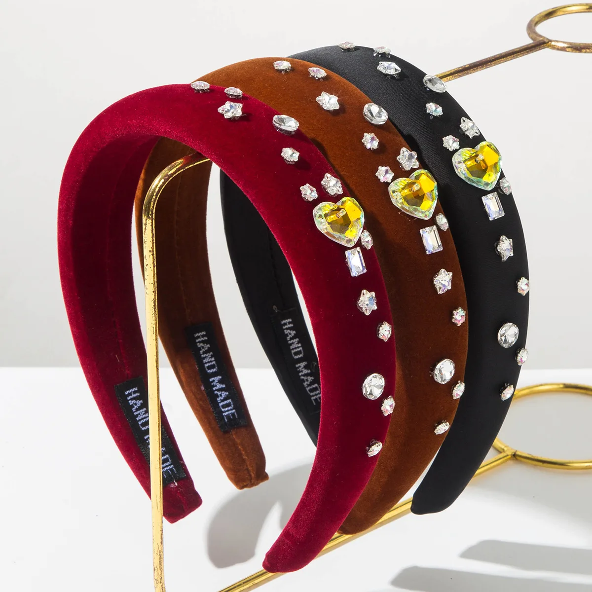 

Повязка на голову Heming: новая ретро-модель, однотонная, инкрустированная стразами, с квадратной звездой и широким краем, нишевый дизайн, аксессуар для волос