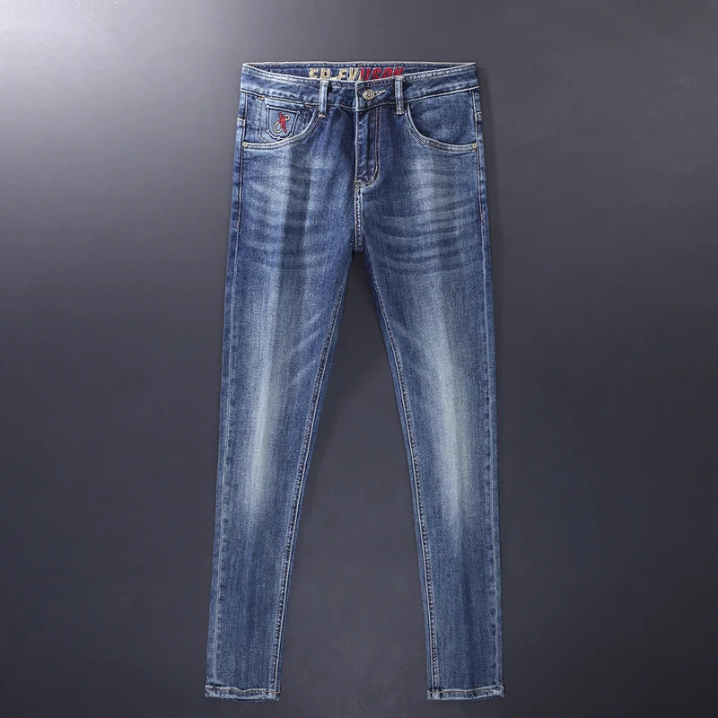 Fashion New Blue Jeans Elastic Slim Fit Retro Versatile Jeans Latest Designer Brand Pants