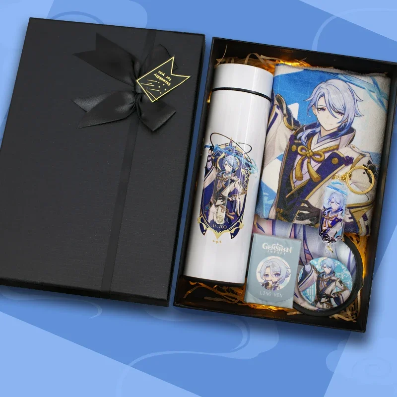 Genshin Impact Anime Water Cup asciugamano appeso immagine Xiao Zhong Li kaeehara Kazuha Cosplay periferiche confezione regalo di compleanno