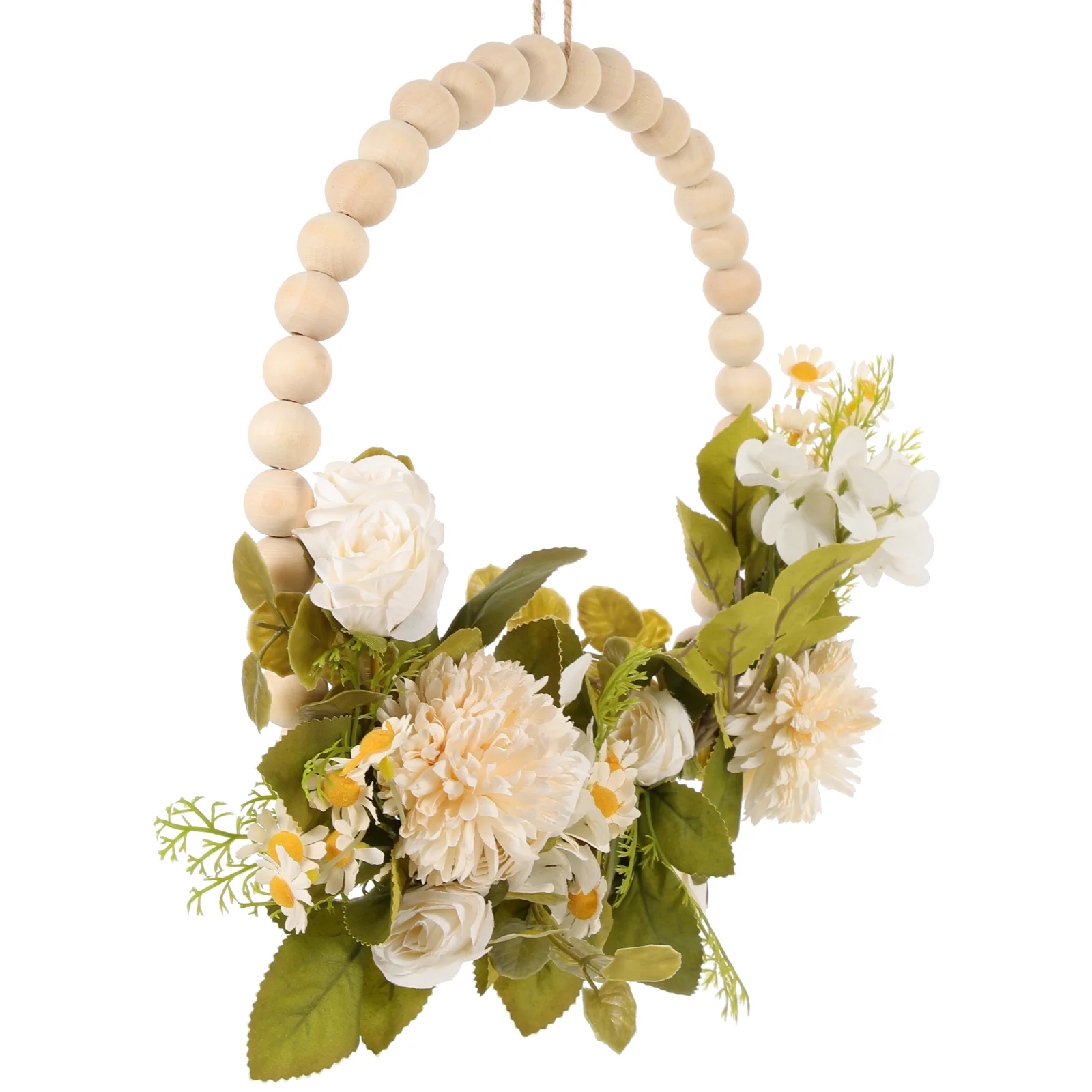 

Beads Faux Wood Garland Wall Paintings Wreath Hanging Ornament Silk Cloth Pendant Bride
