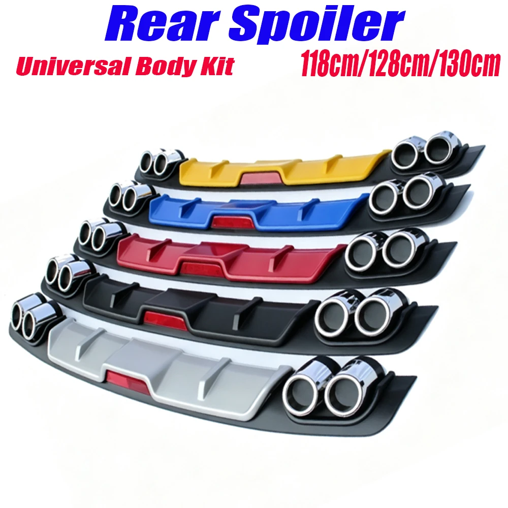 Car Rear Bumper Diffuser Fake Four Out Exhaust Lip Rear Lower Splitter Spoiler Auto Decorative Rear Diffuser Universal Car