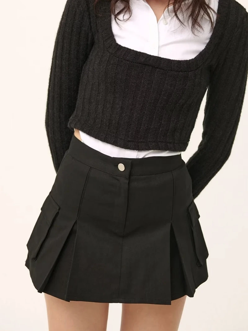 

Плиссированная короткая юбка в стиле Sweet Cool Spicy Girl Academy с большими карманами, утягивающая, не просвечивающая, для высоких девушек